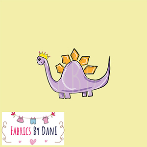 Dinosaur Princess Panel - Stegosaurus on Yellow