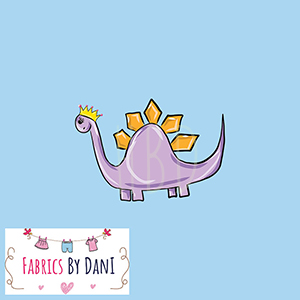 Dinosaur Princess Panel - Stegosaurus on Blue