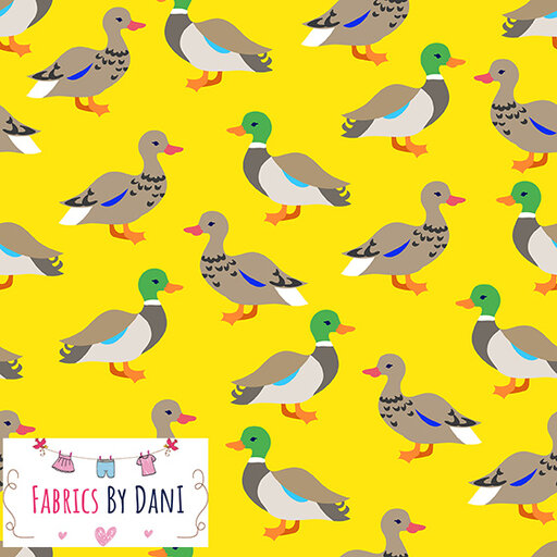 Ducks on Yellow Fabric