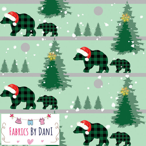 Plaid Bears Christmas Fabric