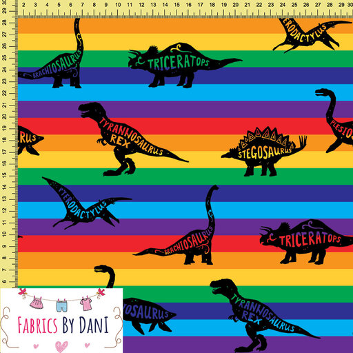 Dino Rainbow Fabric
