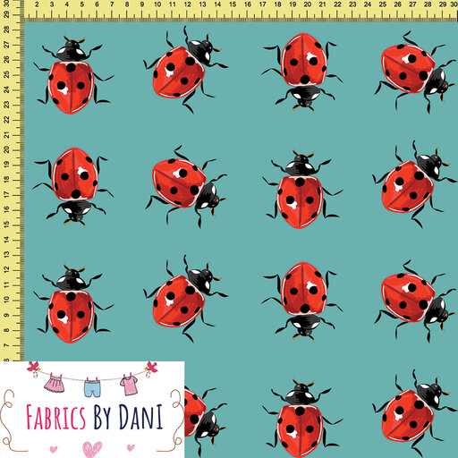Ladybird Teal Fabric