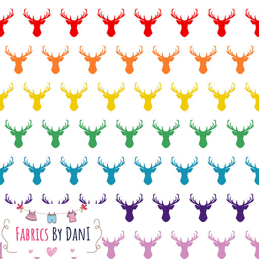 Rainbow Stags Fabric