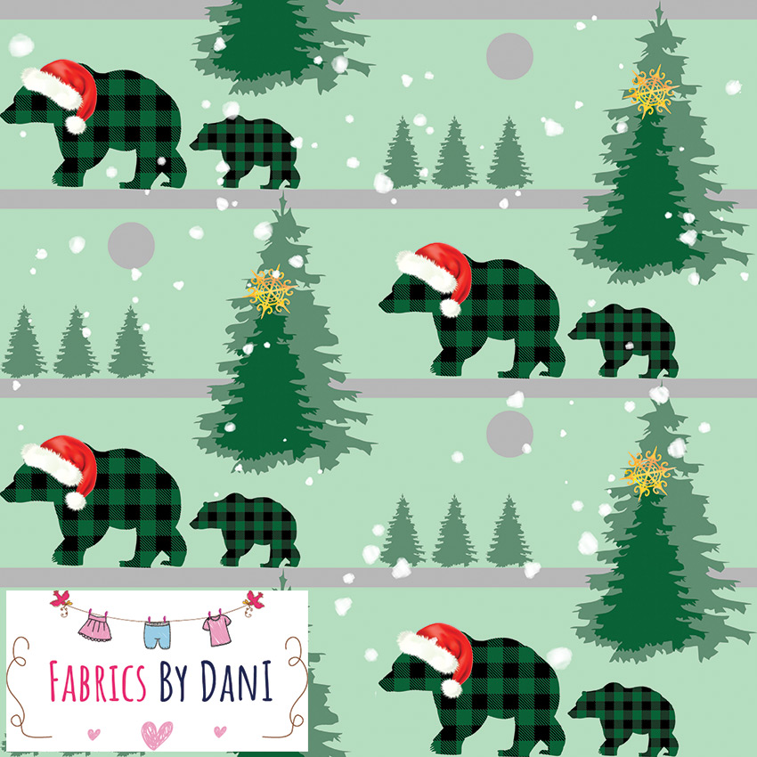 Plaid Bears Christmas Fabric