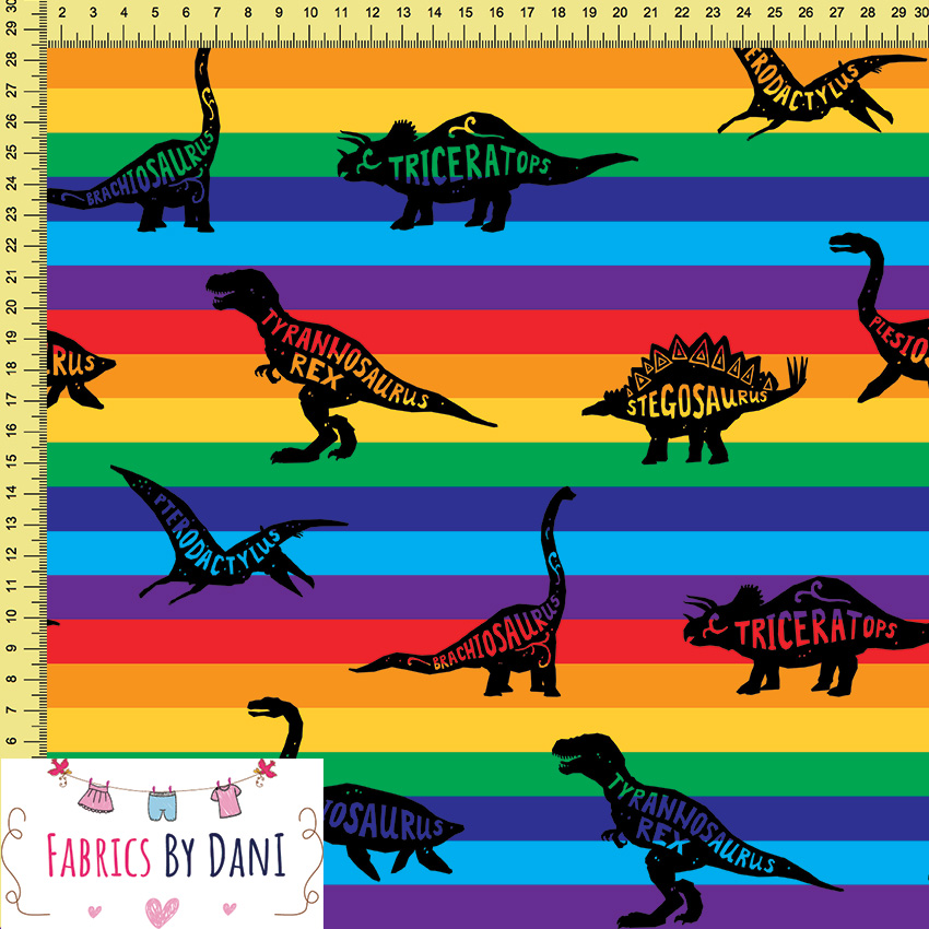 Dino Rainbow Fabric